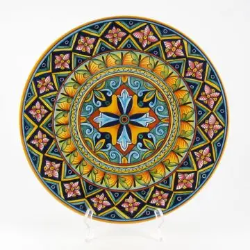 Italian geometric wall plate handmade by D&G Design - Deruta, Rapallo, Amalfi