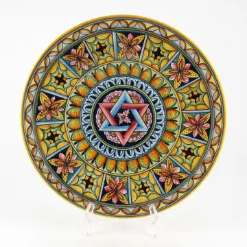 Italian geometric wall plate handmade by D&G Design - Deruta, Rapallo, Amalfi