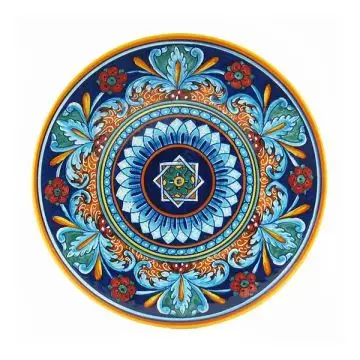 Italian geometric wall plate handmade by Eugenio Ricciarelli - Deruta, Rapallo, Amalfi