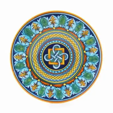 Italian geometric wall plate handmade by Eugenio Ricciarelli - Deruta, Rapallo, Amalfi