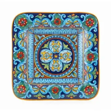 Italian geometric wall plate - platter handmade by Eugenio Ricciarelli - Deruta, Rapallo, Amalfi