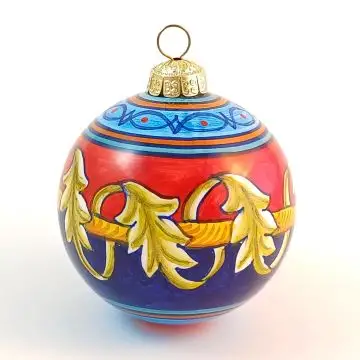 Italian Christmas bauble in geometric design. Hand-painted by D&G Design in Deruta, Italy