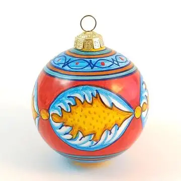 Italian Christmas Ball Bauble geometric design Handmade in Deruta by D&G Design