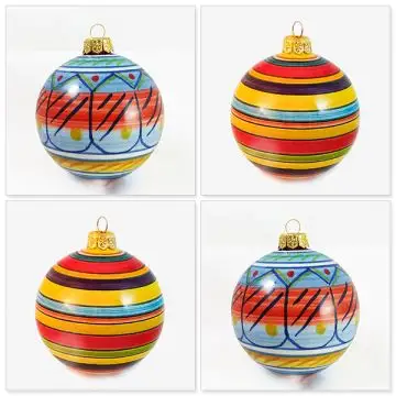 Set of four Italian Christmas ball ornaments handmade by D&G Design in Deruta