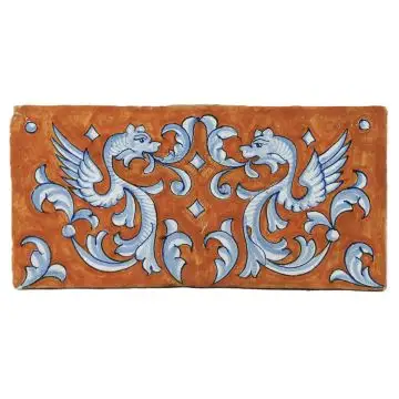 Hand-painted Deruta tile DEC by Antica Deruta, Italy. The tile is entirely handcrafted.