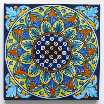 Hand-painted Italian tile er06 by Eugenio Ricciarelli - Deruta, Rapallo, Amalfi