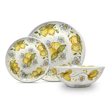 3-piece place setting Frutta e Fiori: dinner plate, salad & dessert plate, pasta & soup plate