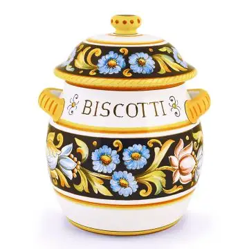 Fiori Italian cookie jar handmade by Fima in Deruta