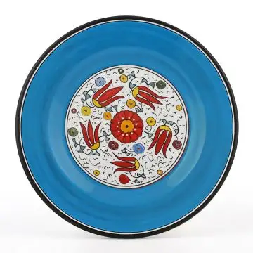 Italian dinner plate from the Flora Collection handmade by D&G Design in Deruta