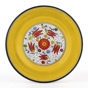 Italian dinner plate from the Flora Collection handmade by D&G Design in Deruta