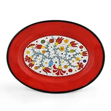 Italian oval platter from the Flora Collection handmade by D&G Design in Deruta