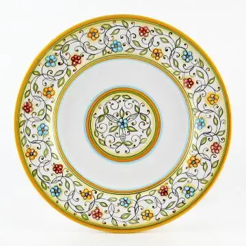 Floreale Italian salad & dessert plate handmade by Fima in Deruta