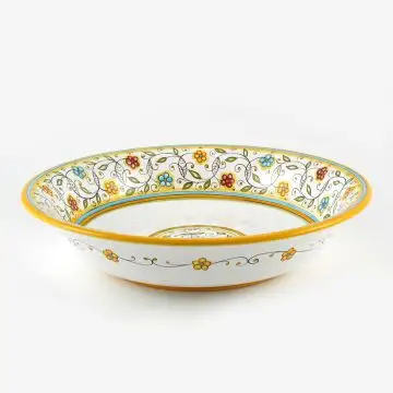 Floreale Italian flared serving bowl handmade by Fima in Deruta