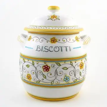 Floreale Italian cookie jar handmade by Fima in Deruta