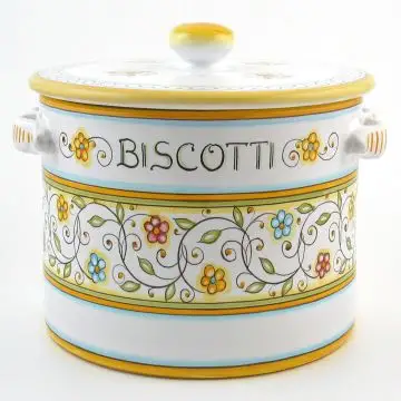 Floreale Italian cookie jar handmade by Fima in Deruta