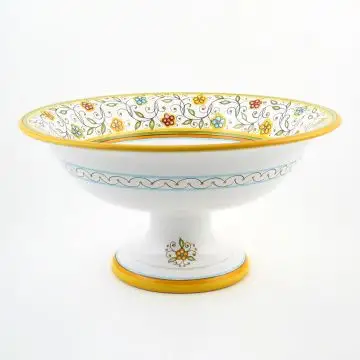 Floreale Italian footed fruit bowl handmade by Fima in Deruta