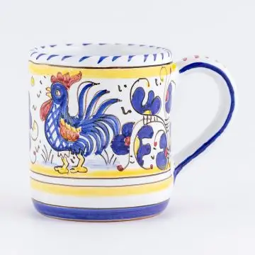 Deruta mug from the Galletto Blu collection, handmade by Antica Deruta - Italy