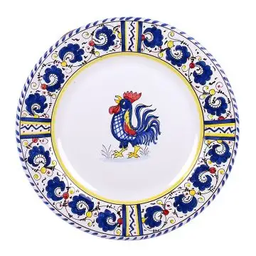 Deruta dinner plate from the Galletto Blu Semplice collection, handmade by Antica Deruta - Italy