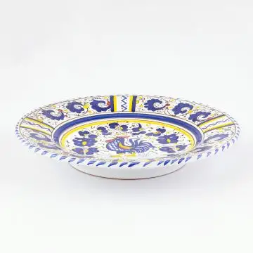 Deruta pasta & soup plate from the Galletto Blu collection, handmade by Antica Deruta - Italy