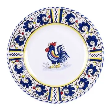 Deruta salad and dessert plate from the Galletto Rosso Semplice collection, handmade by Antica Deruta - Italy