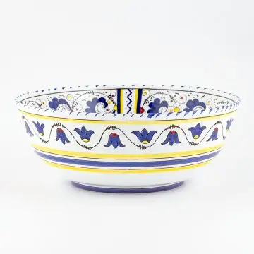 Deruta serving bowl from the Galletto Blu collection, handmade by Antica Deruta - Italy