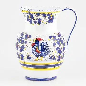 Deruta pitcher from the Galletto Blu collection, handmade by Antica Deruta - Italy