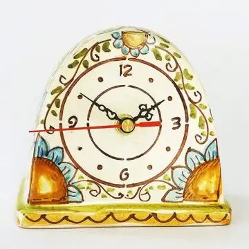Italian ceramic table clock handmade by Ghenos in Sicily