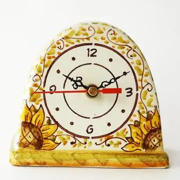 Italian ceramic table clock handmade by Ghenos in Sicily