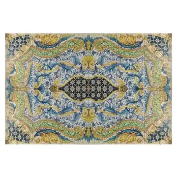 Italian tile panel or tabletop Flower hand-painted by Ghenos in Messina, Sicily