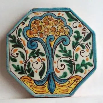 Sicilian tile GH03 hand-painted with traditional designs by Ghenos, Messina - Italy