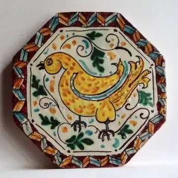 Sicilian tile GH05 hand-painted with traditional designs by Ghenos, Messina - Italy
