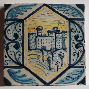 Sicilian tile GH12 hand-painted with traditional designs by Ghenos, Messina - Italy