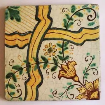 Sicilian modular tile GH17 hand-painted with traditional designs by Ghenos, Messina - Italy