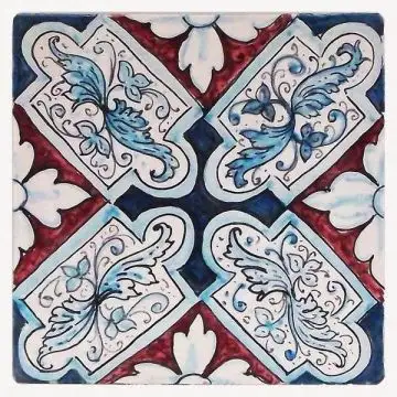 Sicilian modular tile GH26 hand-painted with traditional designs by Ghenos, Messina - Italy