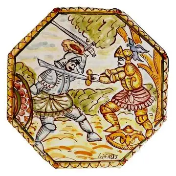 Sicilian tile GH27 hand-painted with traditional designs by Ghenos, Messina - Italy