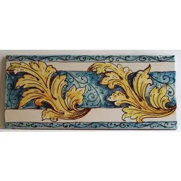 Sicilian border tile GH01  hand-painted with traditional designs by Ghenos, Messina - Italy
