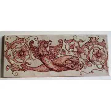 Sicilian border tile GH03 hand-painted with traditional designs by Ghenos, Messina - Italy