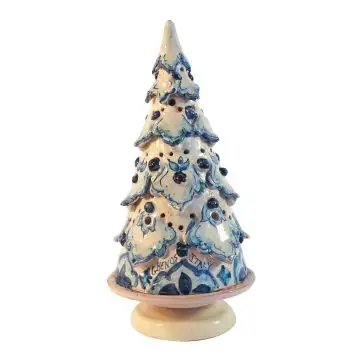 Italian ceramic Christmas tree candle holder Barocco handmade by Ghenos in Sicily