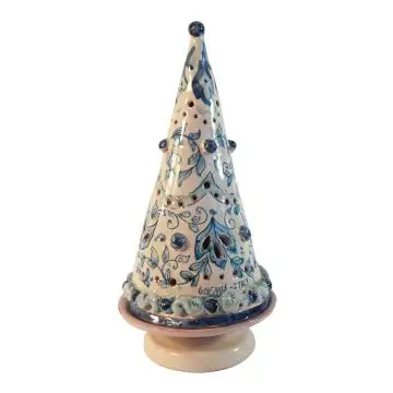 Italian ceramic Christmas tree candle holder Cono handmade by Ghenos in Sicily