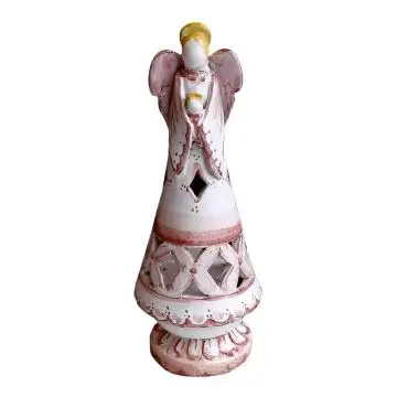 Italian Guardian Angel candle holder    hand-painted by Ghenos in Messina