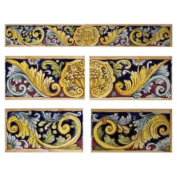 Sicilian stair riser GH02 hand-painted with traditional designs by Ghenos, Messina - Italy