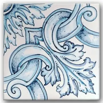 Sicilian modular tile GH33 hand-painted with traditional designs by Ghenos, Messina - Italy