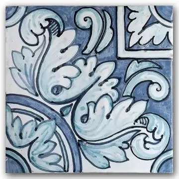 Sicilian modular tile GH34 hand-painted with traditional designs by Ghenos, Messina - Italy