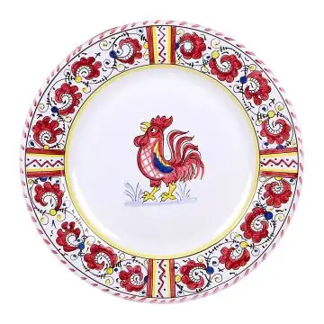 Deruta dinner plate from the Galletto Blu Semplice collection, handmade by Antica Deruta - Italy