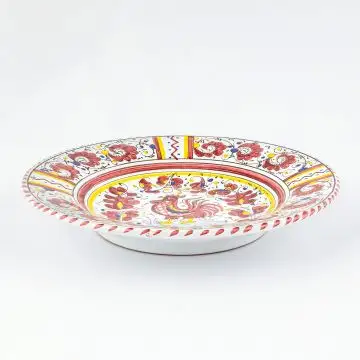 Deruta pasta & soup plate from the Galletto Rosso collection, handmade by Antica Deruta - Italy