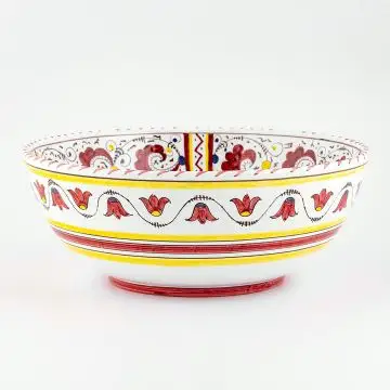 Deruta serving bowl from the Galletto Rosso collection, handmade by Antica Deruta - Italy
