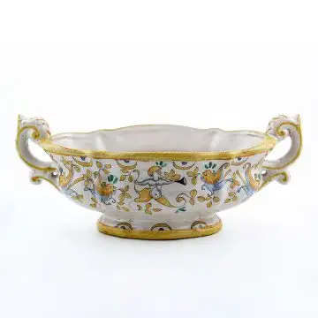 Deruta centerpiece jardiniere from the Grottesche collection, handmade by Antica Deruta - Italy