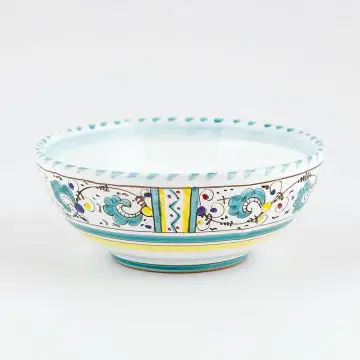 Deruta cereal bowl from the Galletto Verde collection, handmade by Antica Deruta - Italy