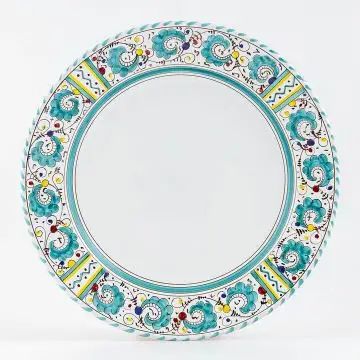 Deruta charger plate from the Galletto Verde collection, handmade by Antica Deruta - Italy