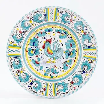 Deruta salad & dessert plate from the Galletto Verde collection, handmade by Antica Deruta - Italy